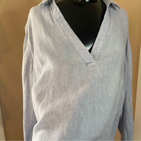 3/$20 Christian Siriano New York designer 100% linen v neck long sleeve top - Picture 6 of 11